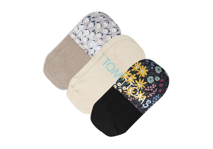 Ultimate No Show Socks Ditzy Floral 3 Pack Bottom Sole View Opens in a modal