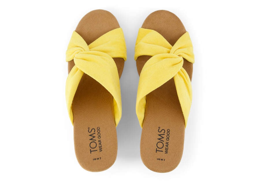 Serena Yellow Cork Wedge Sandal Top View Opens in a modal