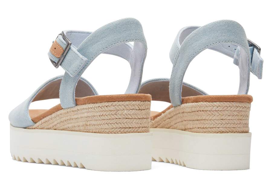 Diana Blue Denim Wedge Sandal Back View Opens in a modal