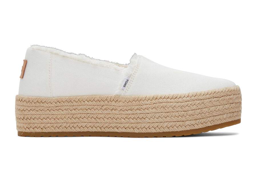 Valencia White Canvas Platform Espadrille Side View Opens in a modal