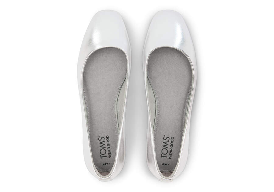 Briella Silver Metallic Leather Flat Top View Opens in a modal
