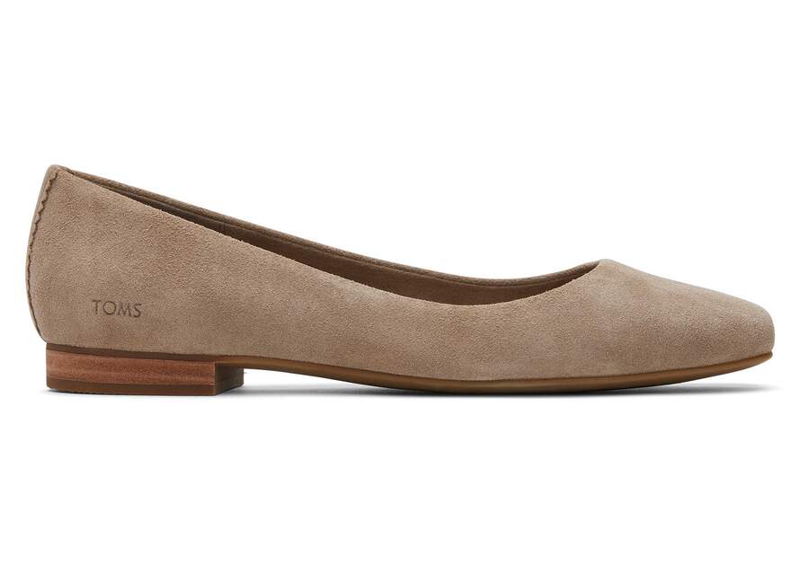 Briella Taupe Suede Flat Side View Opens in a modal