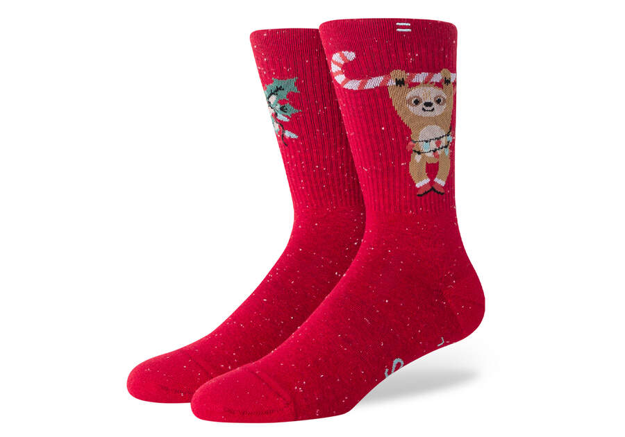 Light Cushioned Crew Socks Holiday Sloth Back View Opens in a modal