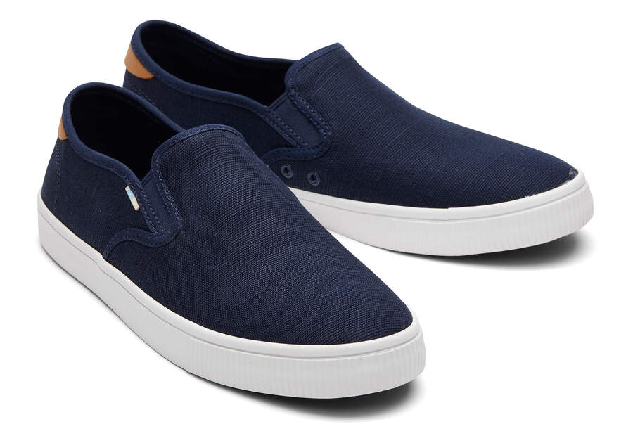 Baja Navy Heritage Canvas Slip On Sneaker Front View Opens in a modal