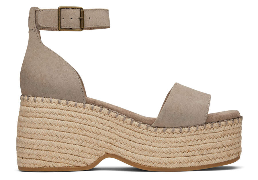 Laila Taupe Suede Platform Sandal Side View Opens in a modal