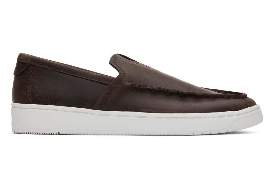 TRVL LITE Brown Leather Loafer Side View Opens in a modal