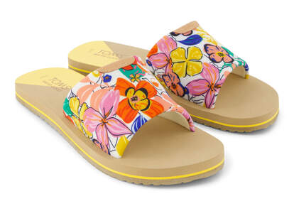 Carly Painted Floral Jersey Slide Sandal
