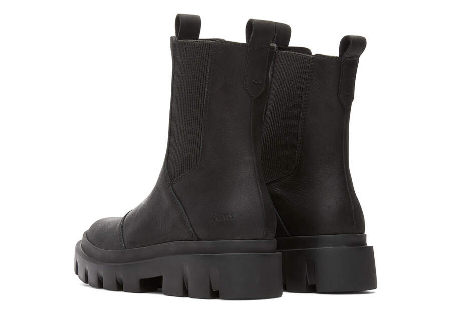 Rowan Black Water Resistant Leather Boot Back View Opens in a modal