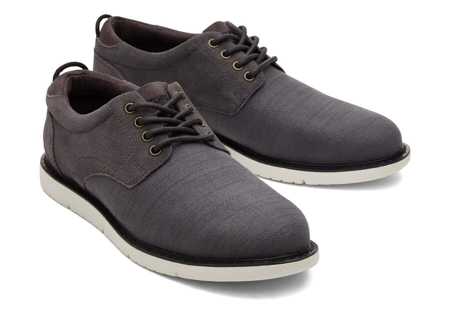 Mens Navi Pavement Grey Heavy Twill Suede Dress Casual Shoe | TOMS