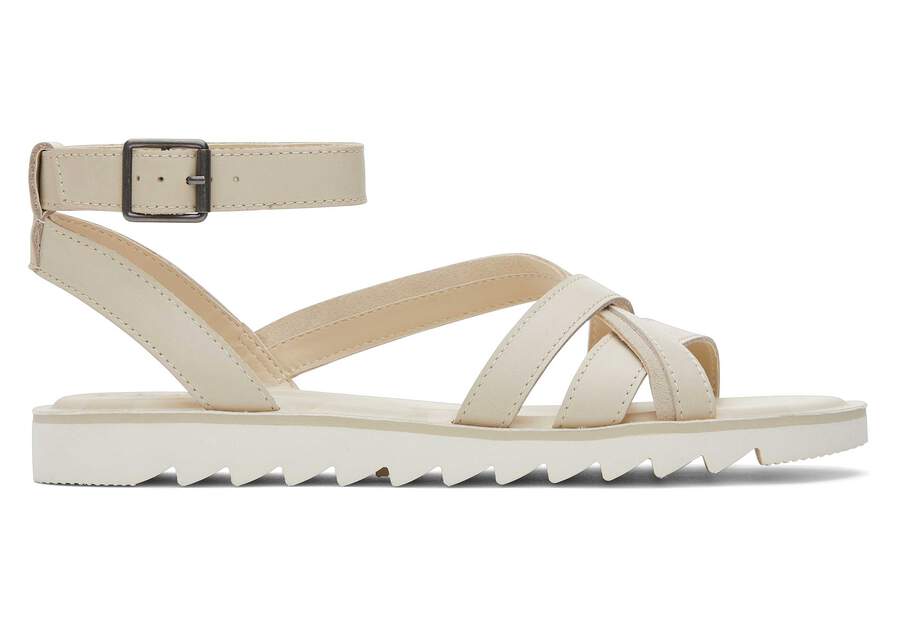 Rory Cream Leather Sandal Side View Opens in a modal