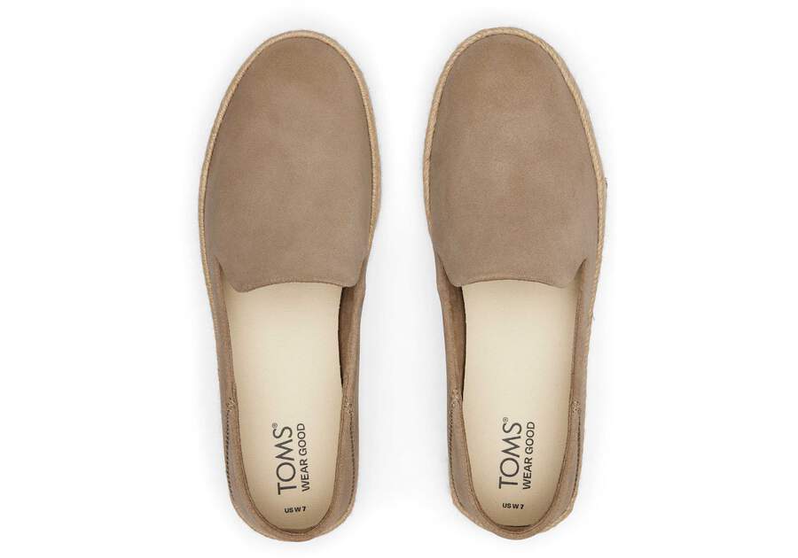 Carolina Taupe Suede Espadrille Top View Opens in a modal