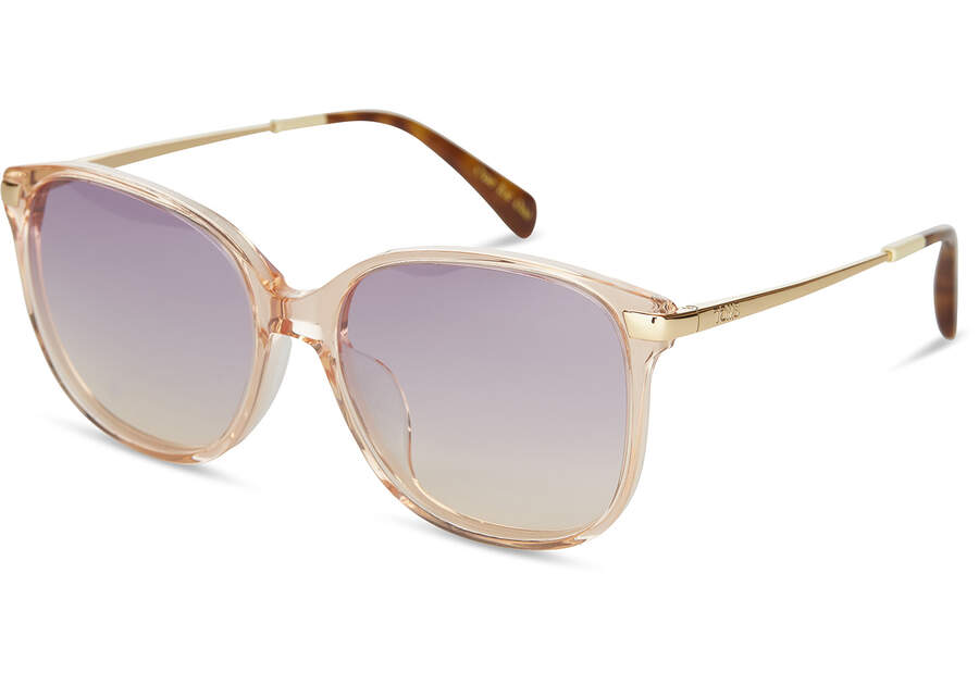 Sandela 201 Peach Crystal Handcrafted Sunglasses Side View Opens in a modal