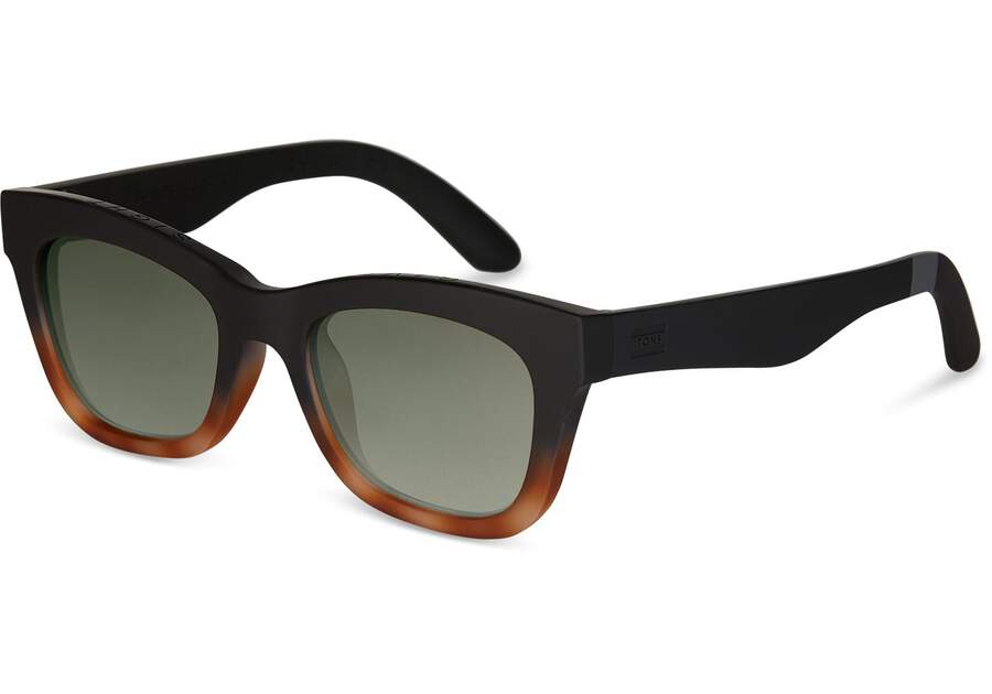 TRAVELER by TOMS Paloma Matte Black Honey Tortoise Fade Polarized Side View Opens in a modal