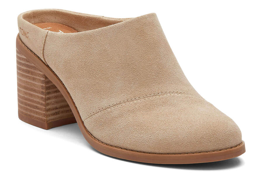 Evelyn Oatmeal Suede Mule Additional View 1 Opens in a modal