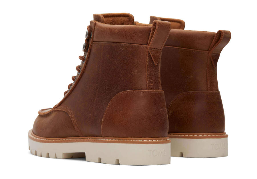 Palomar Tan Water Resistant Leather Boot Back View