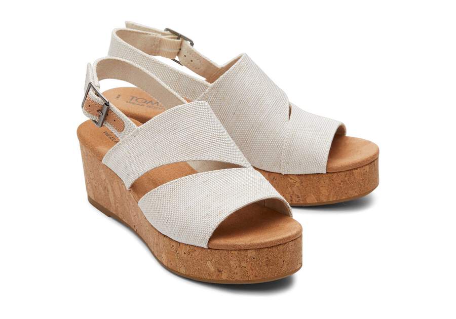Claudine Natural Wedge Sandal Front View Opens in a modal