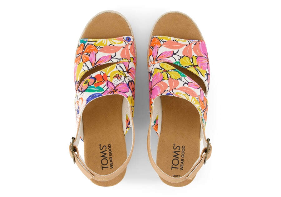 Claudine Painted Floral Wedge Sandal Top View Opens in a modal
