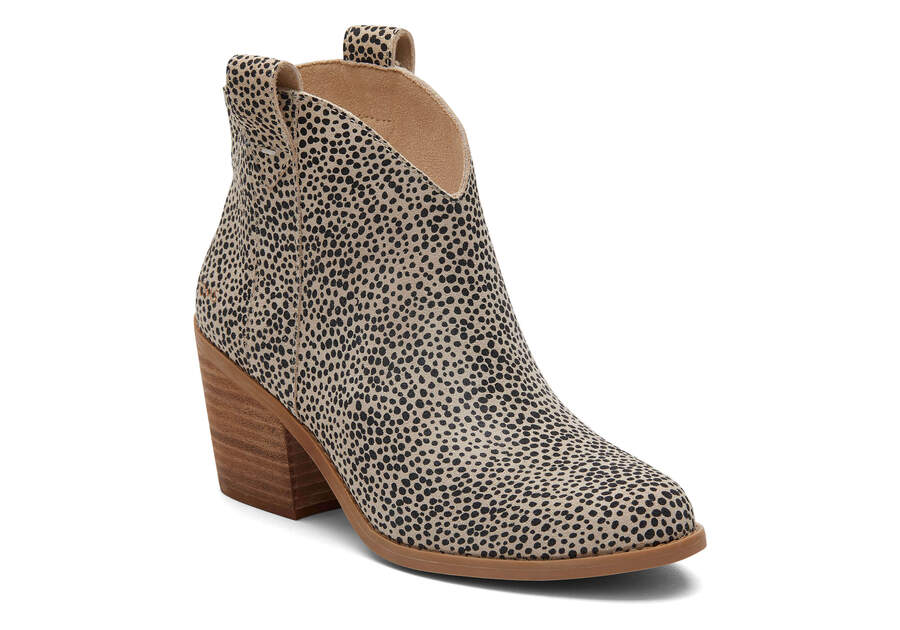 Constance Mini Cheetah Suede Heeled Boot Additional View 1 Opens in a modal
