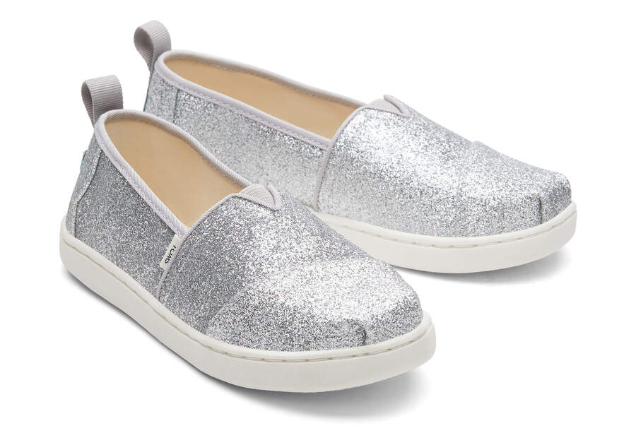 Youth Alpargata Silver Glimmer Kids Shoe Front View Opens in a modal
