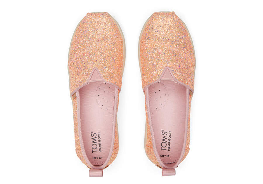 Youth Alpargata Pink Glitter Kids Shoe Top View Opens in a modal