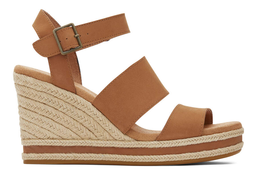 Madelyn Tan Leather Wedge Sandal Side View Opens in a modal