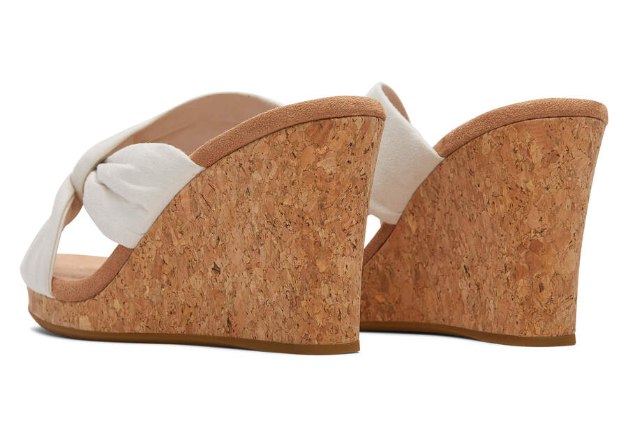 Serena White Cork Wedge Sandal Back View Opens in a modal