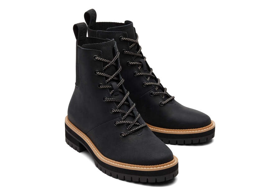 Frankie Black Water Resistant Lace-Up Boot Front View