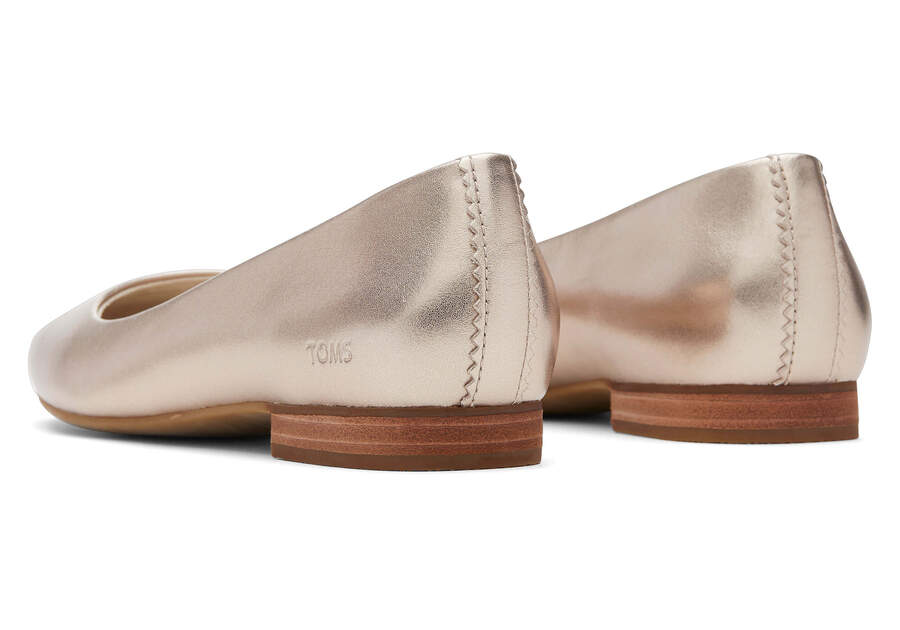 Briella Gold Leather Flat Back View Opens in a modal