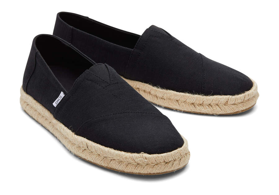 Alpargata Black Recycled Cotton Rope 2.0 Espadrille Front View Opens in a modal