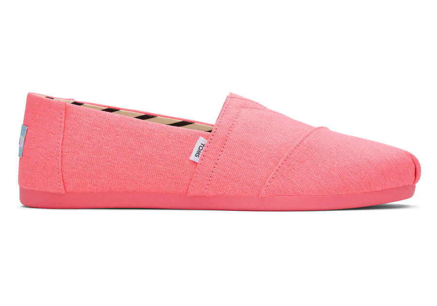 Alpargata Neon Pink Recycled Cotton Canvas Side View Opens in a modal