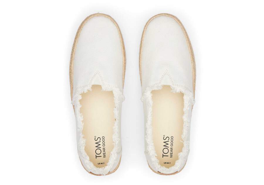 Valencia White Canvas Platform Espadrille Top View Opens in a modal