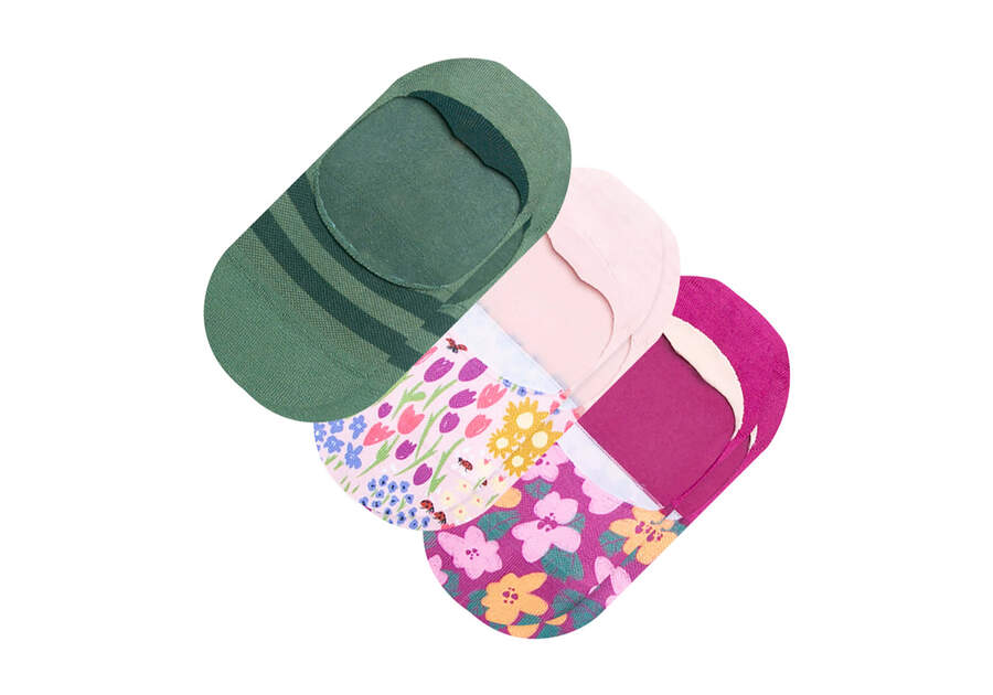 Ultimate No Show Socks Flower Fields 3 Pack Front View Opens in a modal