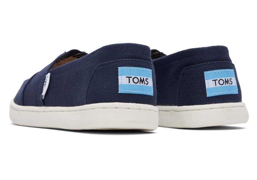 Youth Alpargata Navy Canvas Kids Shoe Back View Opens in a modal