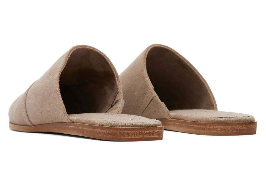 Jade Taupe Suede Slip On Flat Back View Opens in a modal
