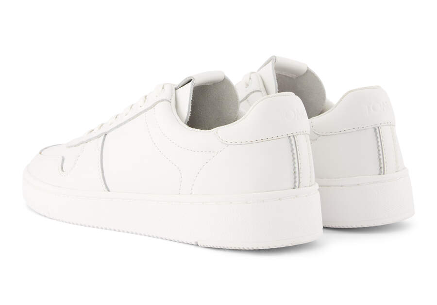 TRVL LITE Court White Leather Sneaker Back View Opens in a modal