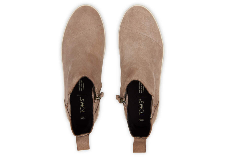 Jamie Taupe Suede Slip On Sneaker Top View Opens in a modal