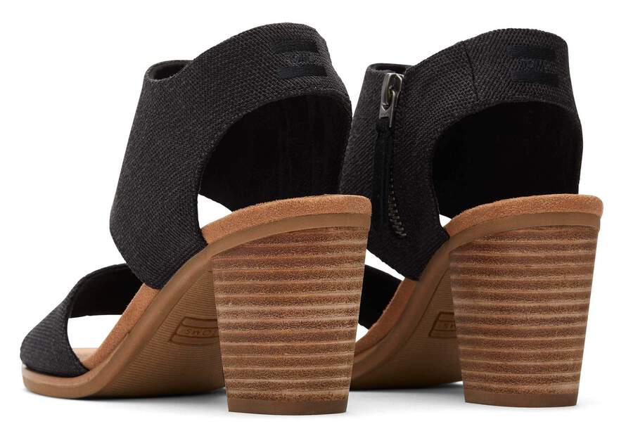 Majorca Cutout Black Heeled Sandal Back View Opens in a modal