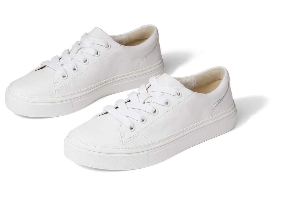 White Leather Alex Lace Up Womens TOMS