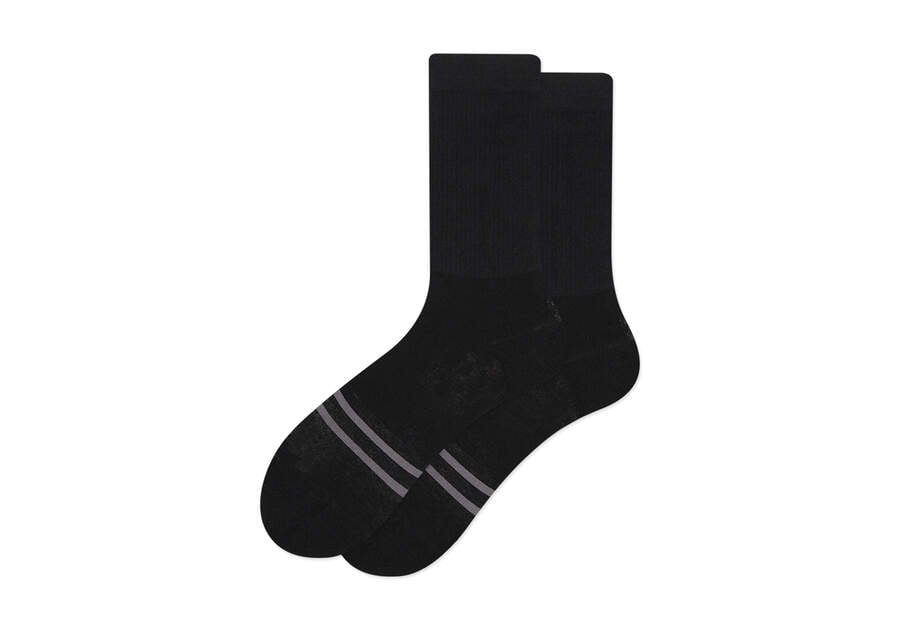 Light Cushioned Crew Socks Black Front View