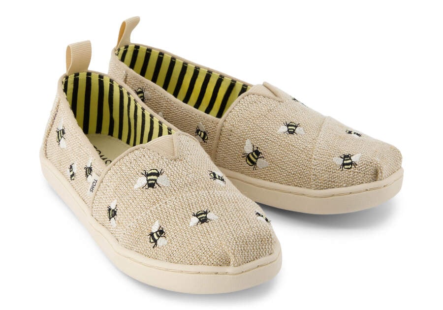 Youth Alpargata Embroidered Bees Kids Shoe Front View Opens in a modal