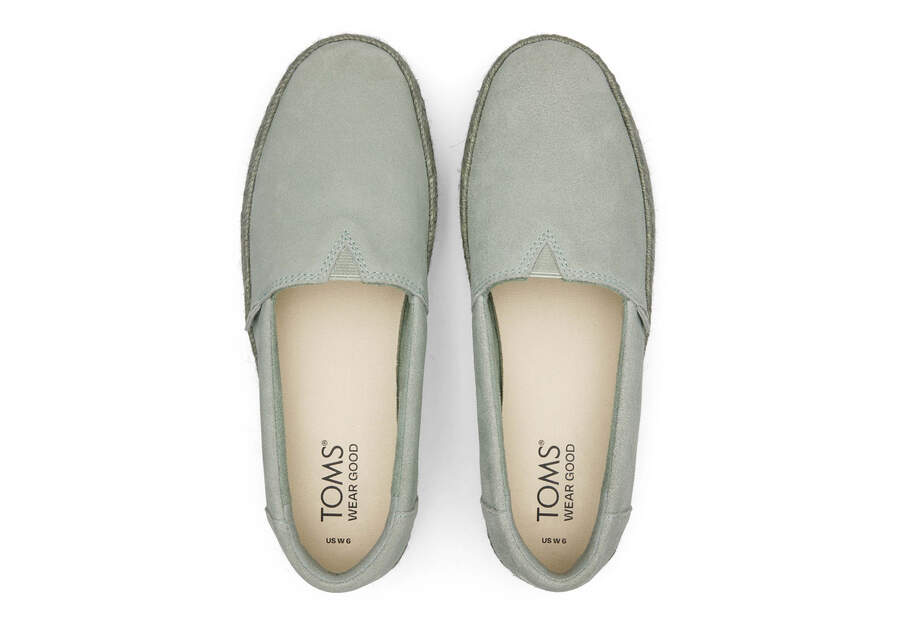 Valencia Sage Suede Platform Espadrille  Top View Opens in a modal