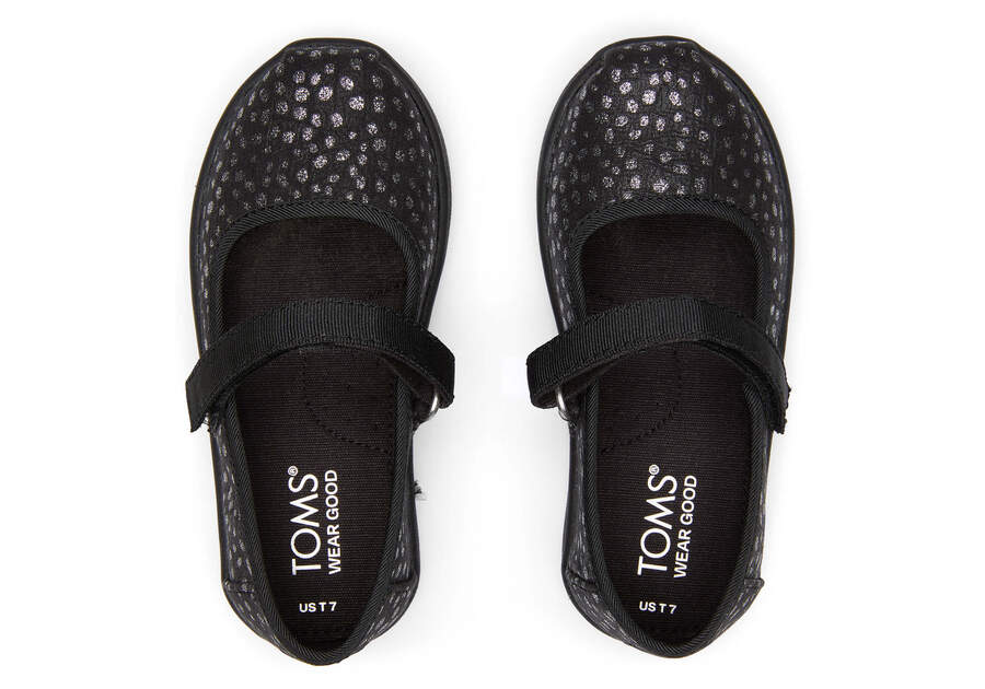 Mary Jane Black Foil Toddler Shoe Top View Opens in a modal
