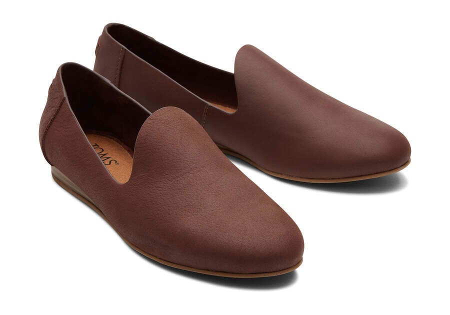 Darcy Chestnut Leather Flat Front View Opens in a modal