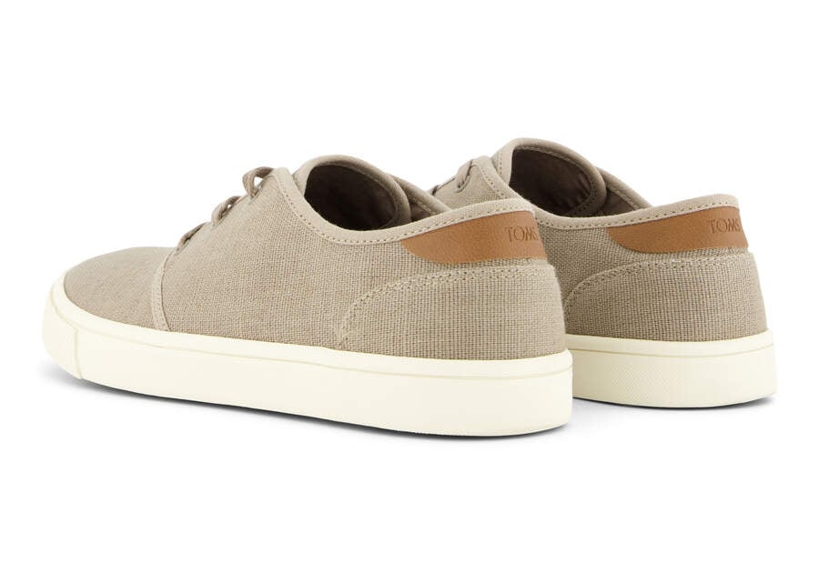 Carlo Taupe Heritage Canvas Lace-Up Sneaker Back View Opens in a modal
