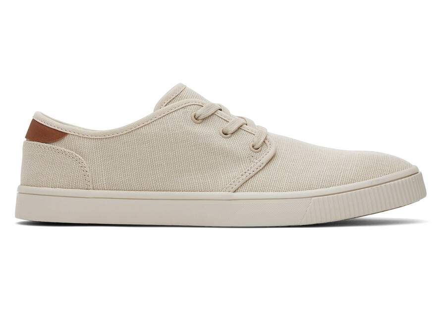 Carlo Cream Heritage Canvas Lace-Up Sneaker Side View Opens in a modal