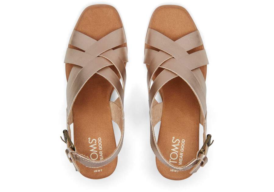 Gracie Gold Leather Wedge Sandal Top View Opens in a modal
