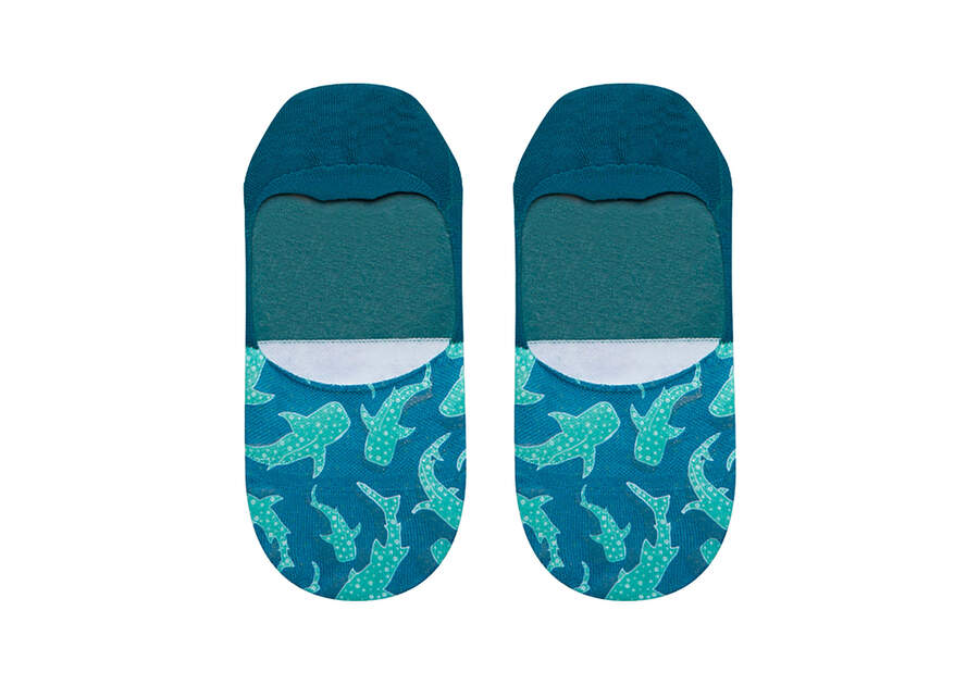 Classic No Show Socks Starry Whale Sharks Top View