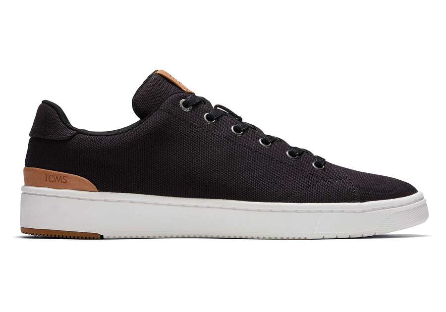 TRVL LITE Black Canvas Lace-Up Sneaker Side View Opens in a modal