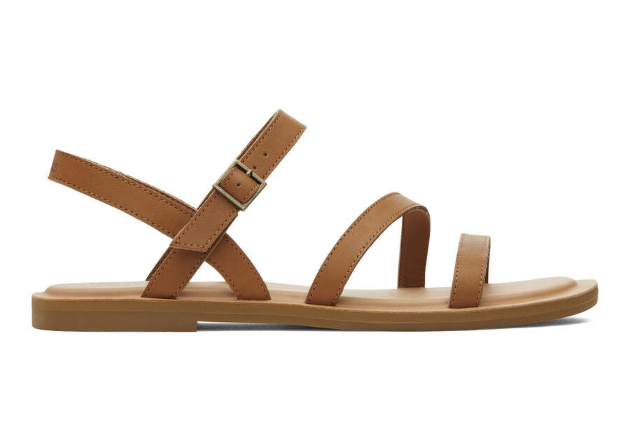 Kira Tan Leather Strappy Sandal Side View Opens in a modal