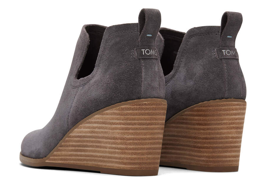Kallie Grey Suede Wedge Boot Back View Opens in a modal